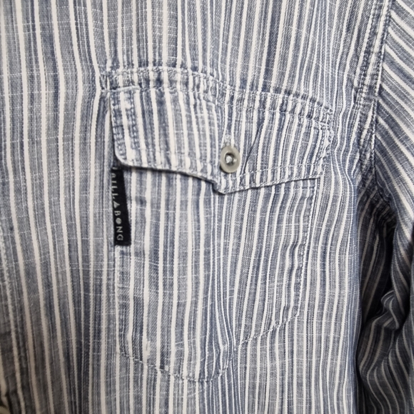 Vintage Billabong Shirt Mens Size Medium Long Sleeve Button Up Stripe Blue White - Picture 6 of 10